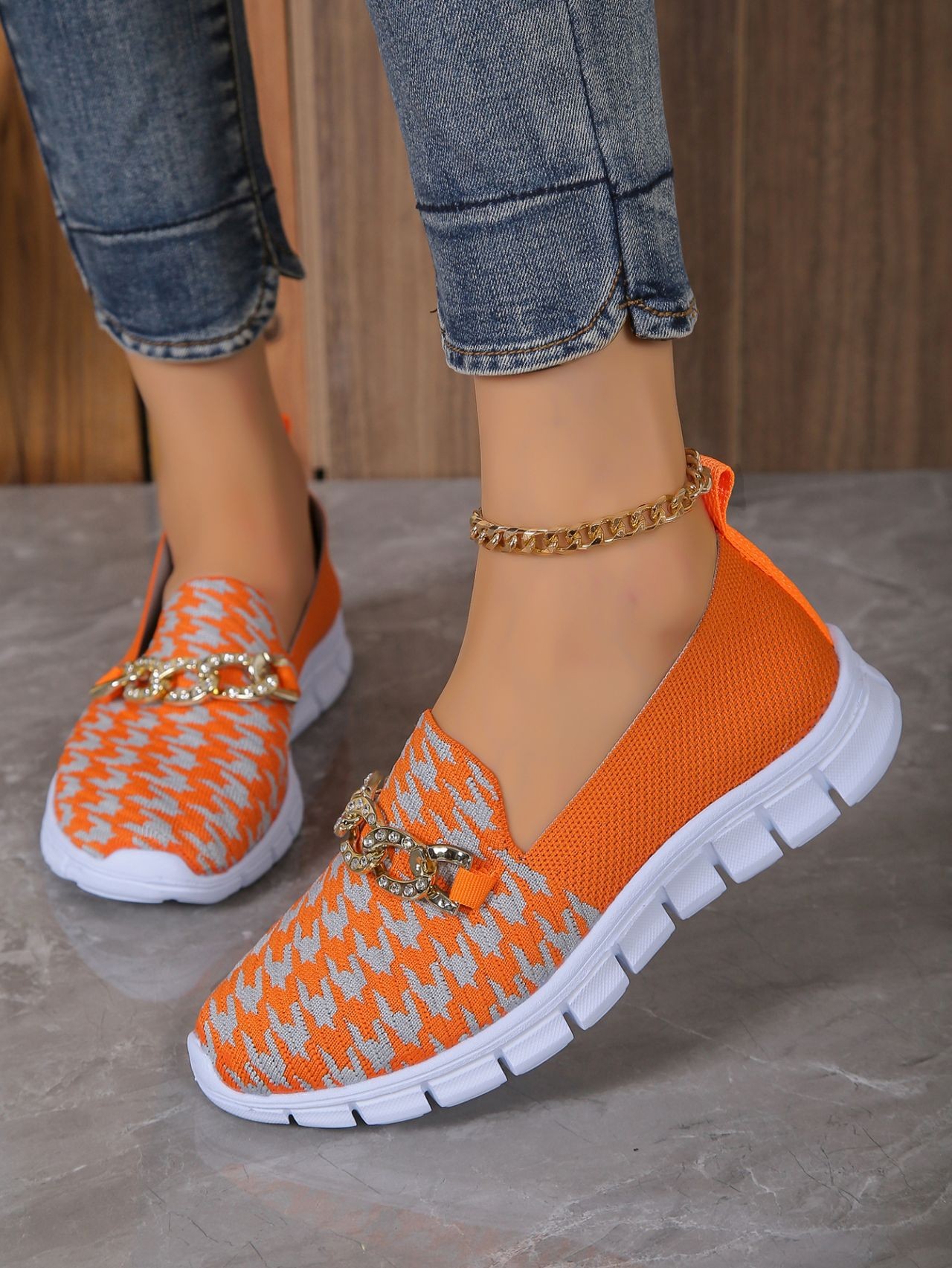 Breezy Houndstooth Mesh Loafers