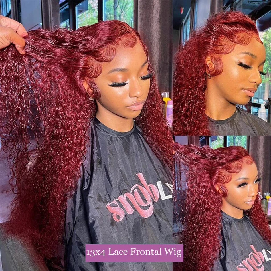 Color: T1B/613, Ships From: CHINA, Stretched Length: 32inches, Density: 210% - Red Curly Wigs 99J Burgundy 13X6 Hd Lace Frontal Human Hair Wig Colored Deep Wave Frontal Wig 13X4 Red Lace Front Human Hair Wig