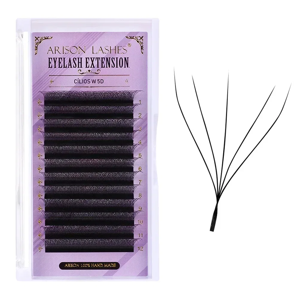 Color: BLACK & RED, Curl: C, Thickness: 0.07mm, Length: 14mm - ARISON YY Lashes and 3D/4D/5D W Shape Lashes Brasileiro Premade Volume Eyelashes Extension Soft Thin Easily Grafting Extension