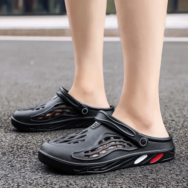 Color: black, Shoe Size: 48 - Plus Size 47 48 49 Men Summer Clogs Sandals EVA Slippers Men and Women Garden Shoes Beach Sandals Couple's Outdoor House Slides
