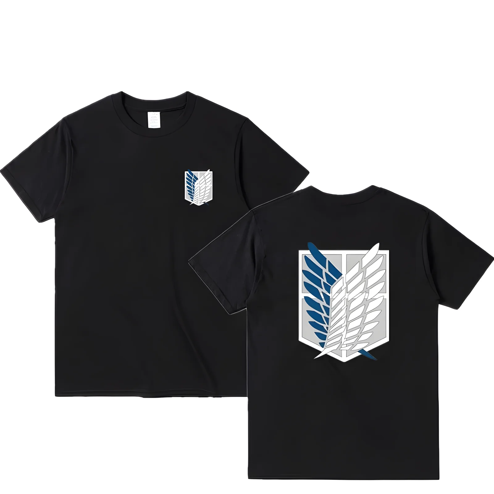 Color: black, Size: L - Attack on Titan T-shirt Wings of Freedom Short Sleeve Ackerman Mikasa Eren Jaeger Men Cotton Tops Summer Oversized O-Neck Tee
