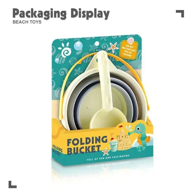Color: DARK GRAY - Collapsible Beach Sand Toys for Kids Travel Beach Toys for Kids with Foldable Sand Bucket Beach Shovel Toys Kit for Toddlers