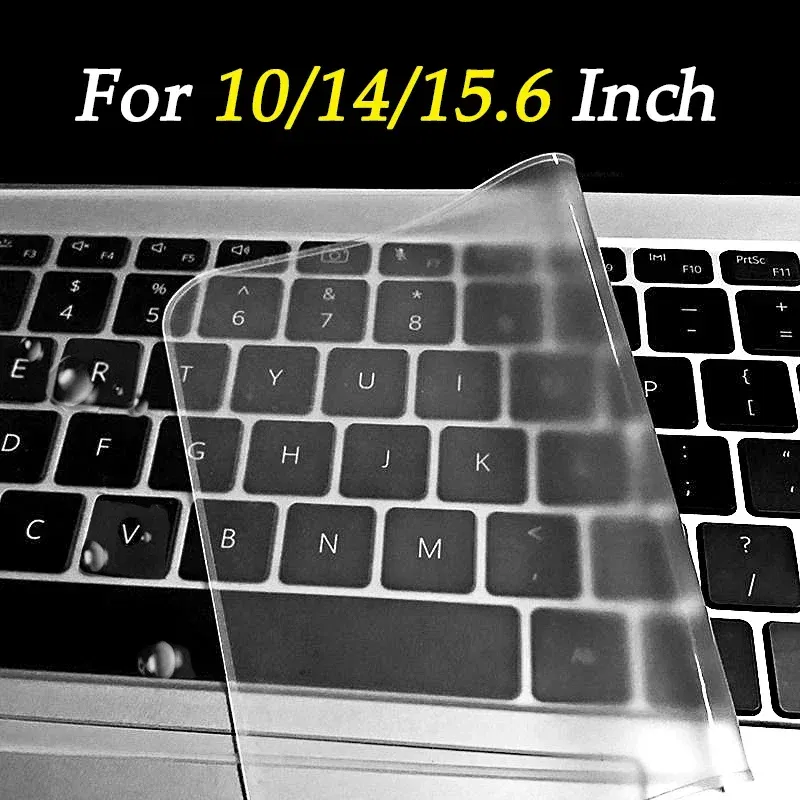Color: Black - Universal Waterproof Laptop Keyboard Covers Silicone Protective Film 10/14/15.6 Inch Transparent Films for MacBook Notebook