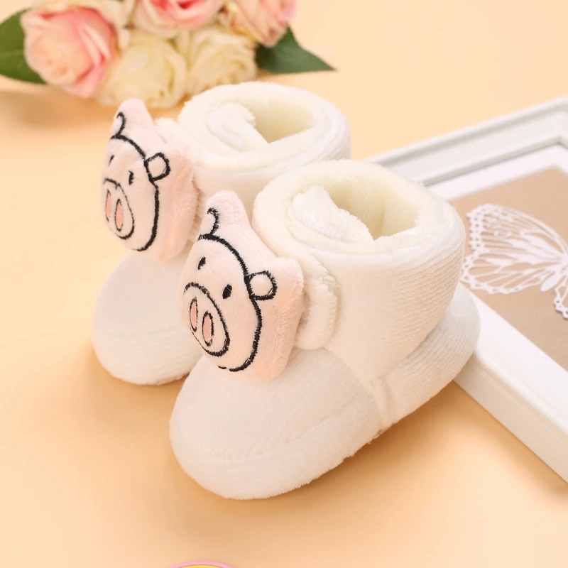 Color: Navy Blue, Baby Age: 7-12 Months - Winter New Cute Cartoon Baby Booties Boy Girl Boots Cotton Soft-Sole Non-Slip Warm Toddler First Walkers Infant Crib Shoes