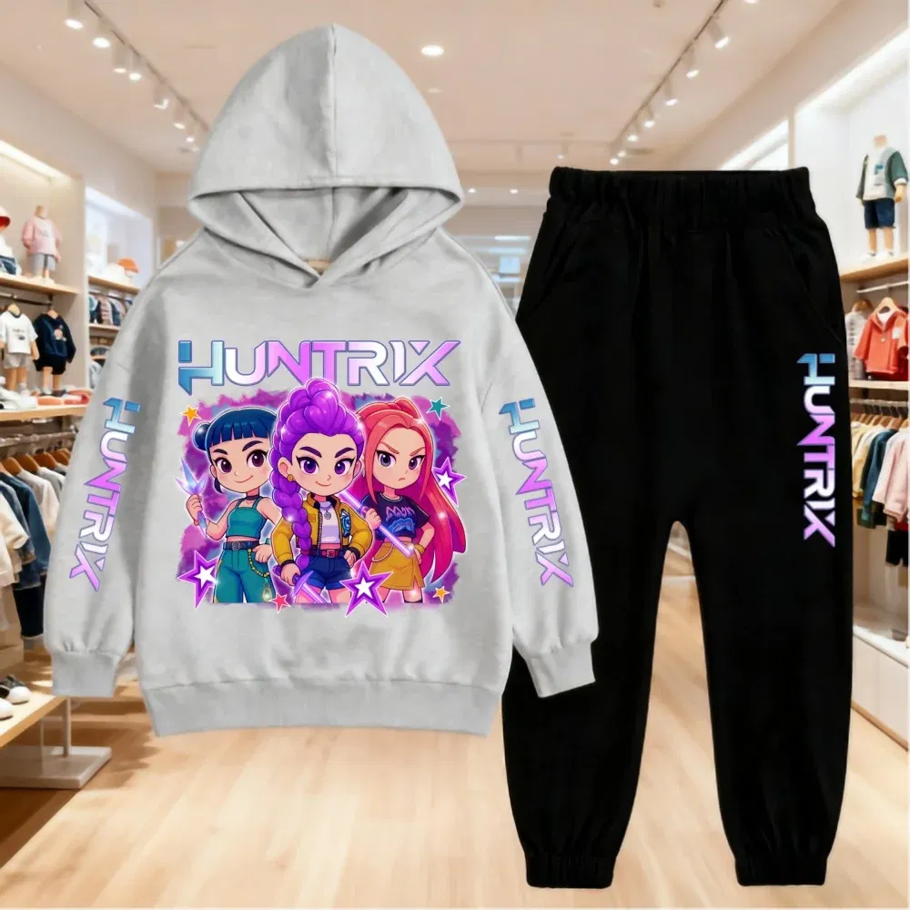 Color: PURPLE, Kid Size: 12 - 2025 KPop Demon Hunters Kids Hoodie Set Boys Teen Girls Hoody Sweatshirts With Pants Tracksuit Children's Autumn Clothing 2pcs