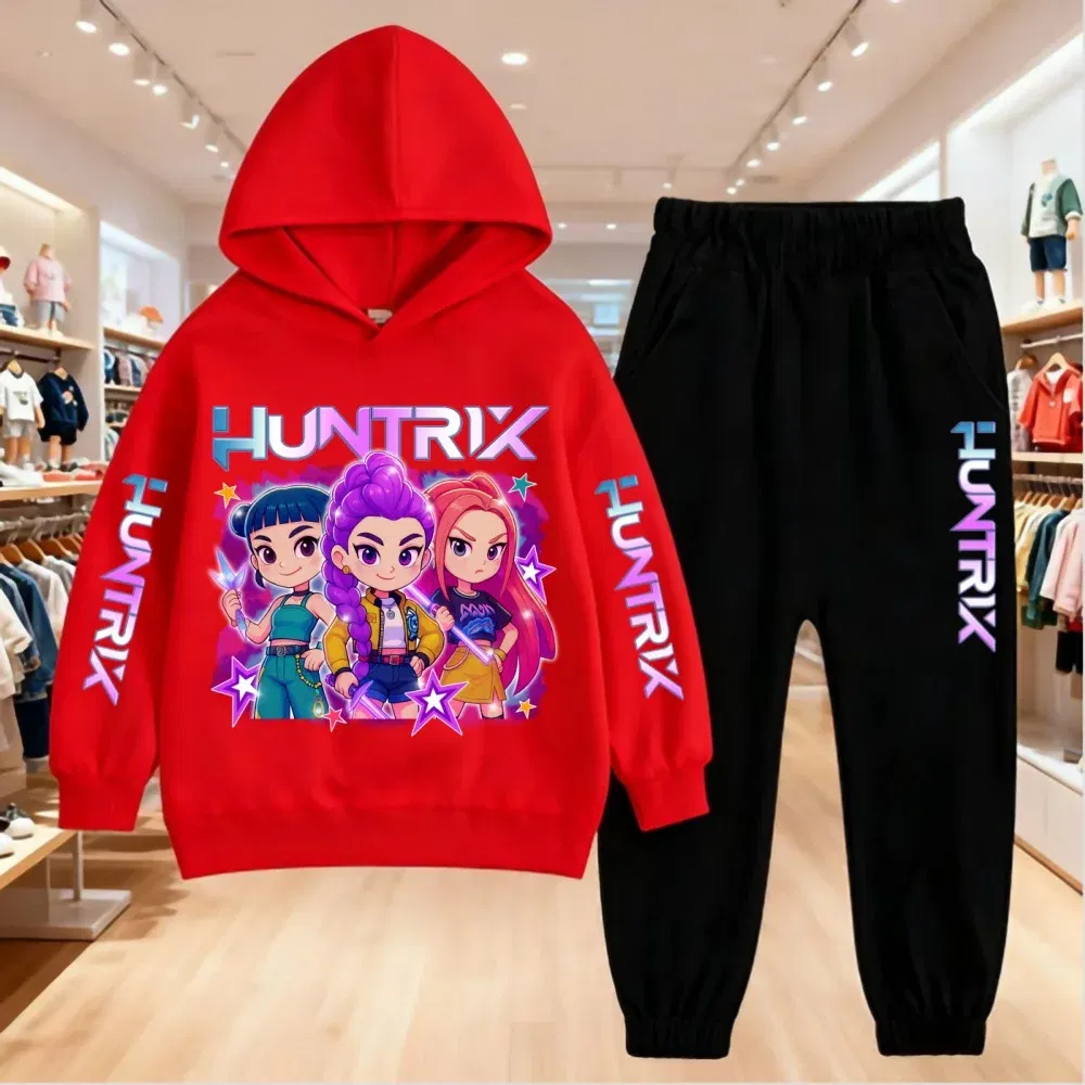Color: PURPLE, Kid Size: 12 - 2025 KPop Demon Hunters Kids Hoodie Set Boys Teen Girls Hoody Sweatshirts With Pants Tracksuit Children's Autumn Clothing 2pcs