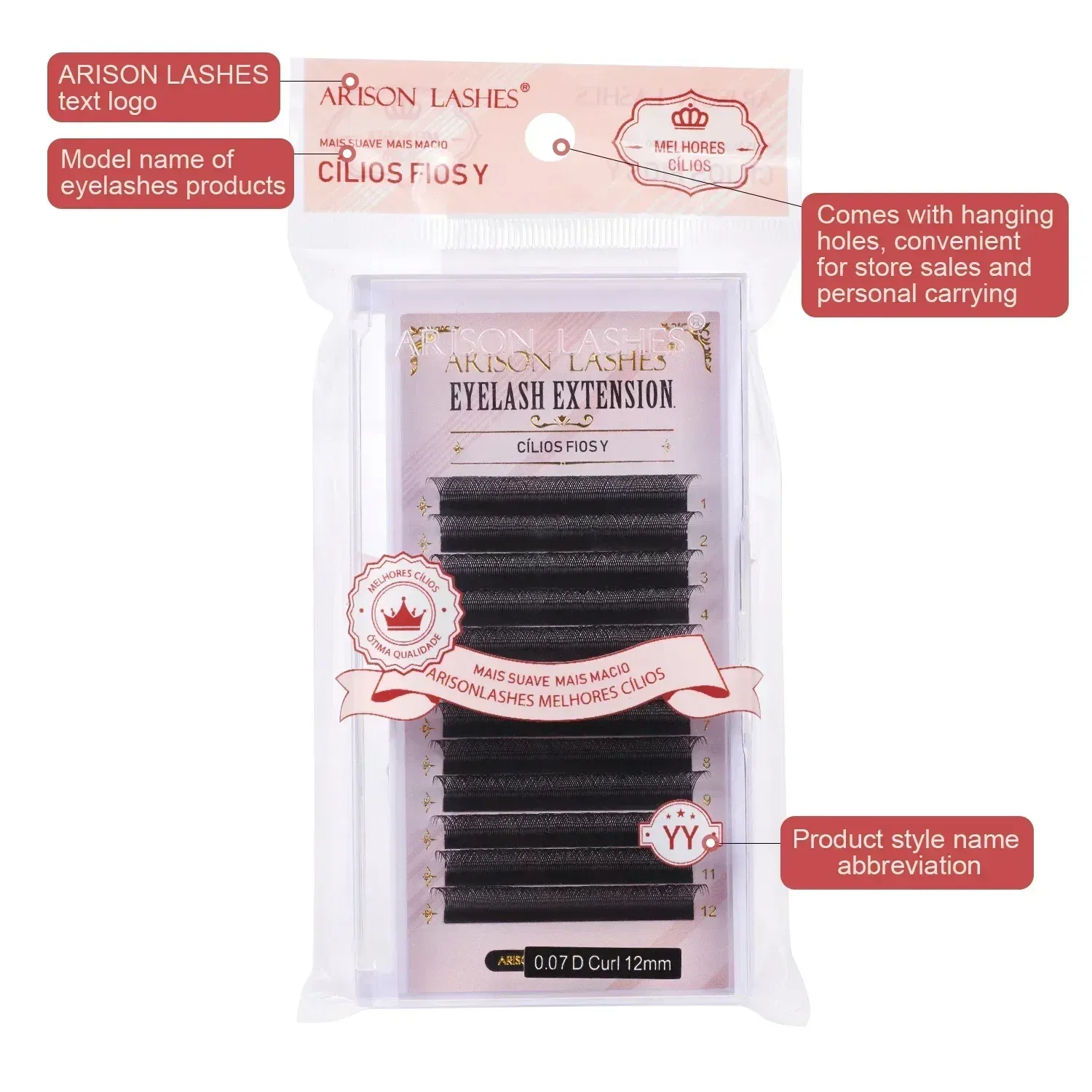 Color: Brushed Brass, Curl: C, Thickness: 0.07mm, Length: 14mm - ARISON YY Lashes and 3D/4D/5D W Shape Lashes Brasileiro Premade Volume Eyelashes Extension Soft Thin Easily Grafting Extension