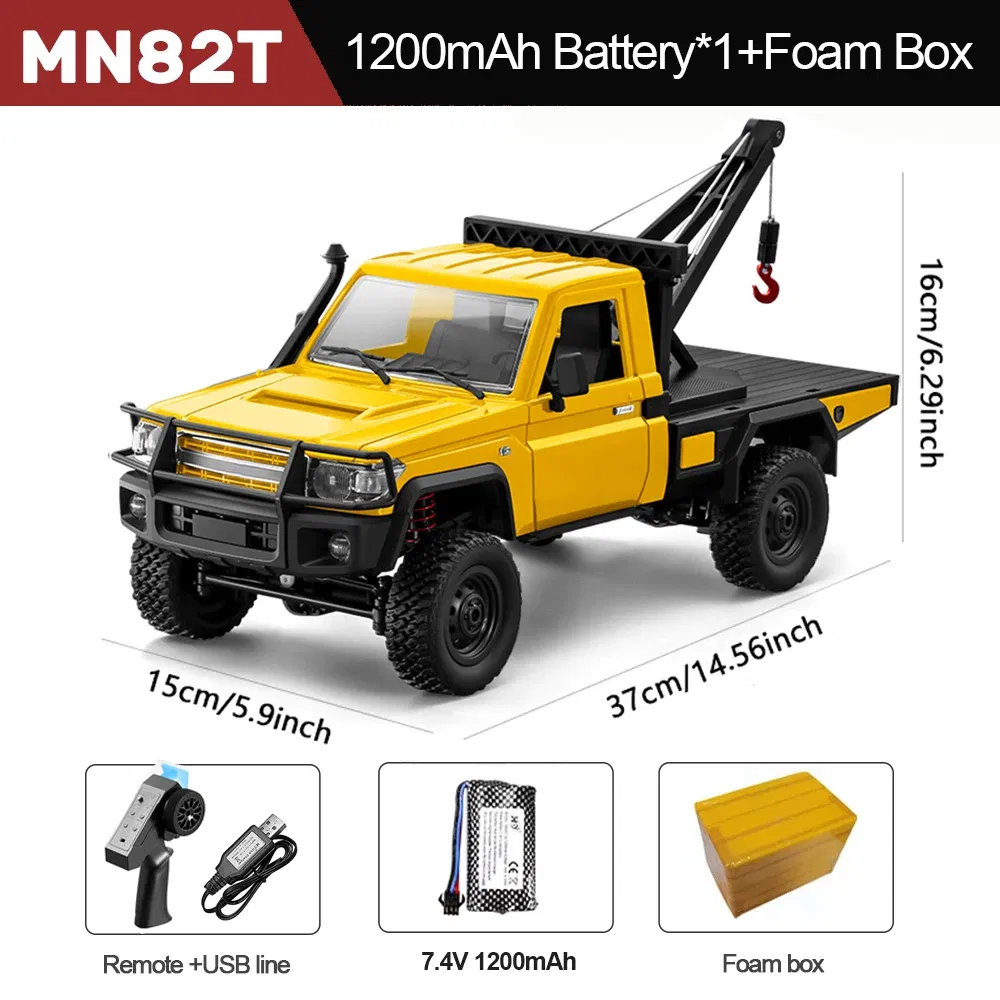 Color: black - MN82T RC Crawler 1/12 2.4G 4WD Remote Control Off-road Pickup Simulation Crane Vehicle Electric Climbing Car Model Toys for Kids