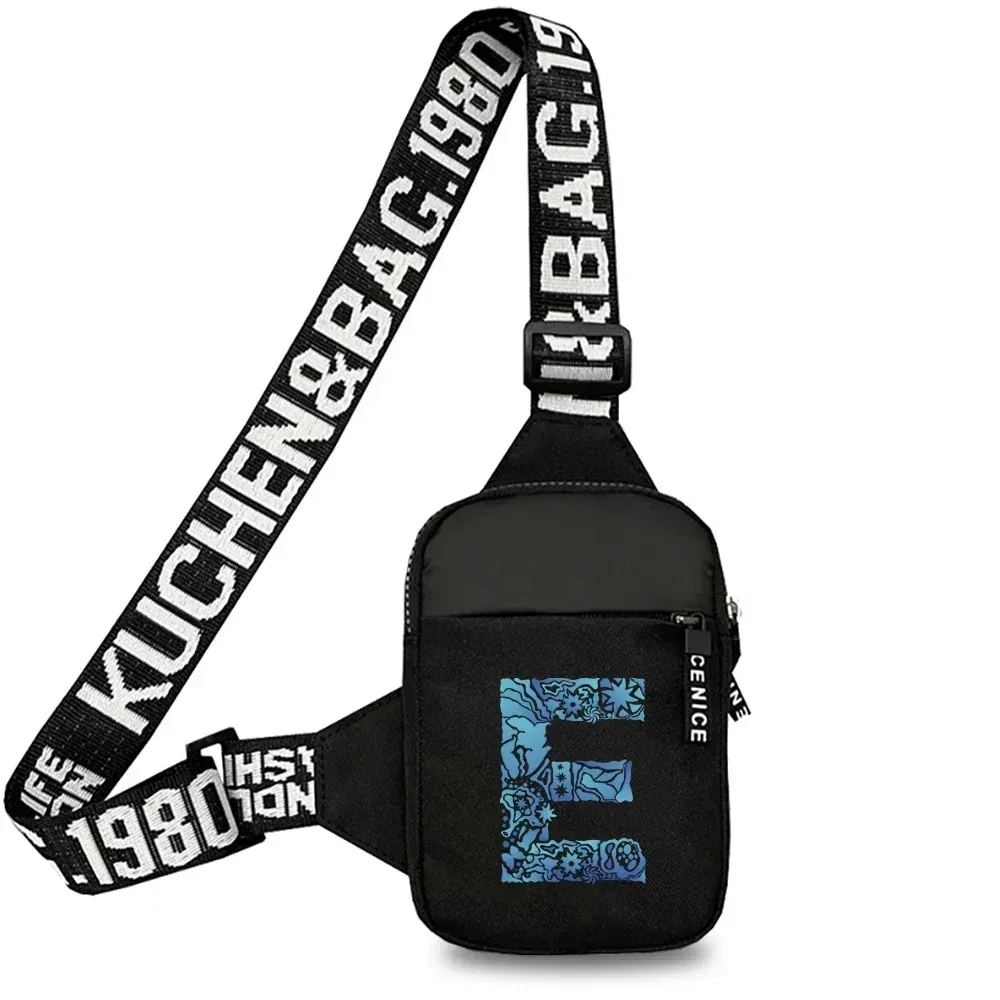 Color: GRAY - Sports Chest Bag Men Small Mobile Phone Messenger Bags Waist Bags Multi-Function Carry-on Bag Engrave Image Initial Name Patter