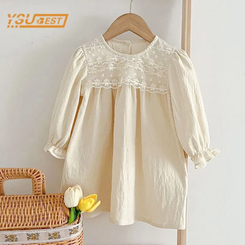 Color: Lavender, Kid Size: 3T - Spring Autumn Kids Baby Girls Long Sleeve Sweet Lace Princess Dress New Kids Baby Girls Dress Children Clothes Dress