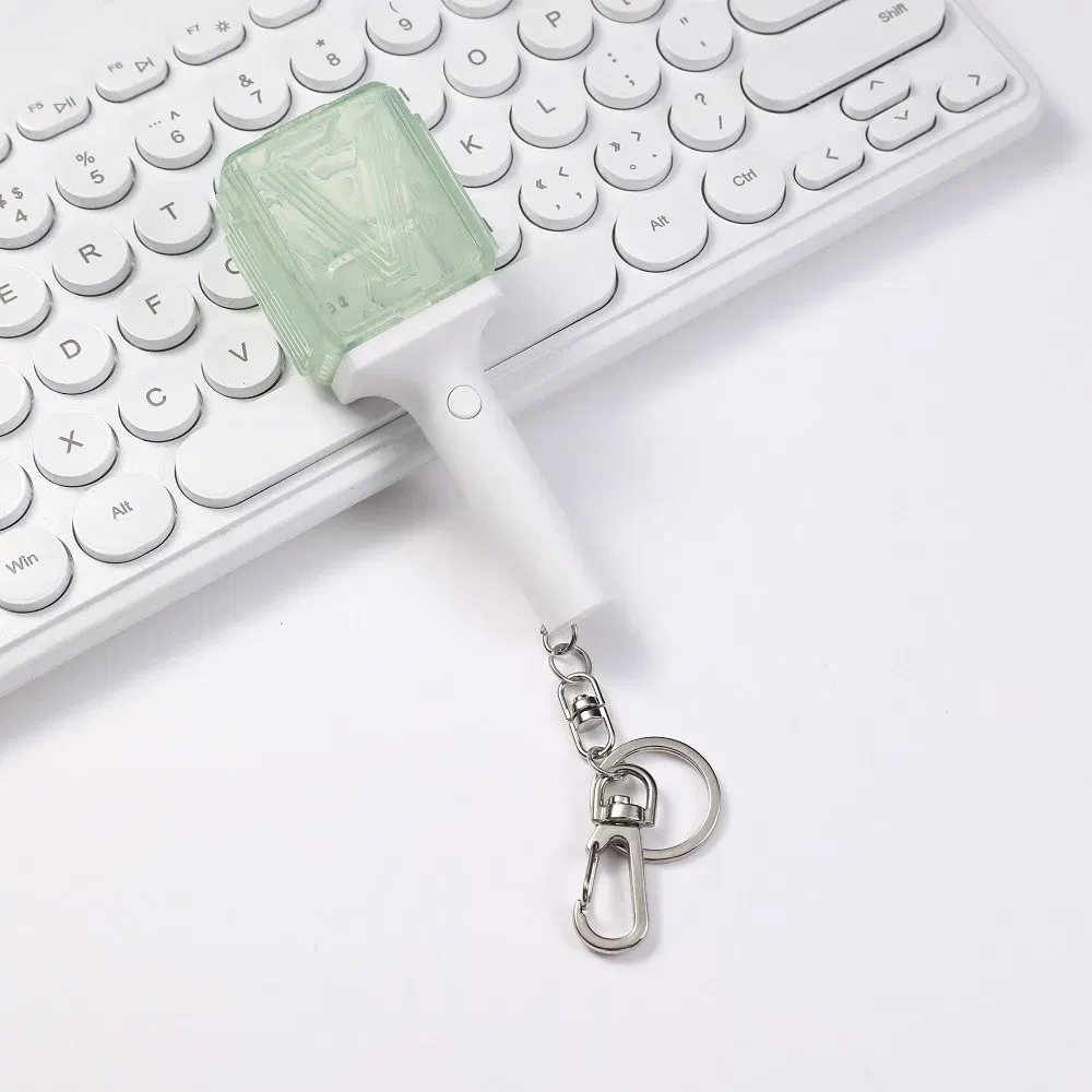 Color: Yellow - Kpop Idol 127 Wish Deram V Mini Lightstick Keyring Support Glow Stick Key Chains Fans Gift