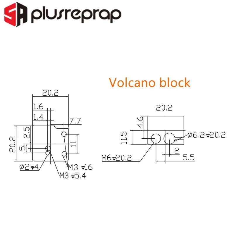 Color: Yellow - 3D Printer Accessories Heated Block MK7 MK8 MK10 V5 V6 Volcano CR10 for Print Head Extruder J-head Aluminum Block