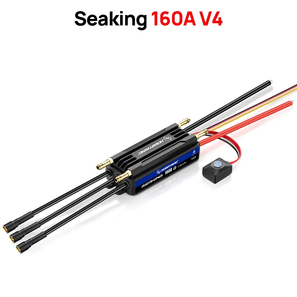 Color: Yellow - HOBBYWING Seaking Brushless ESC Boat Sensorless ESC 30A 60A 90A 120A 160A V4 Series IP67 Waterpoof Built-in BEC For RC Boats