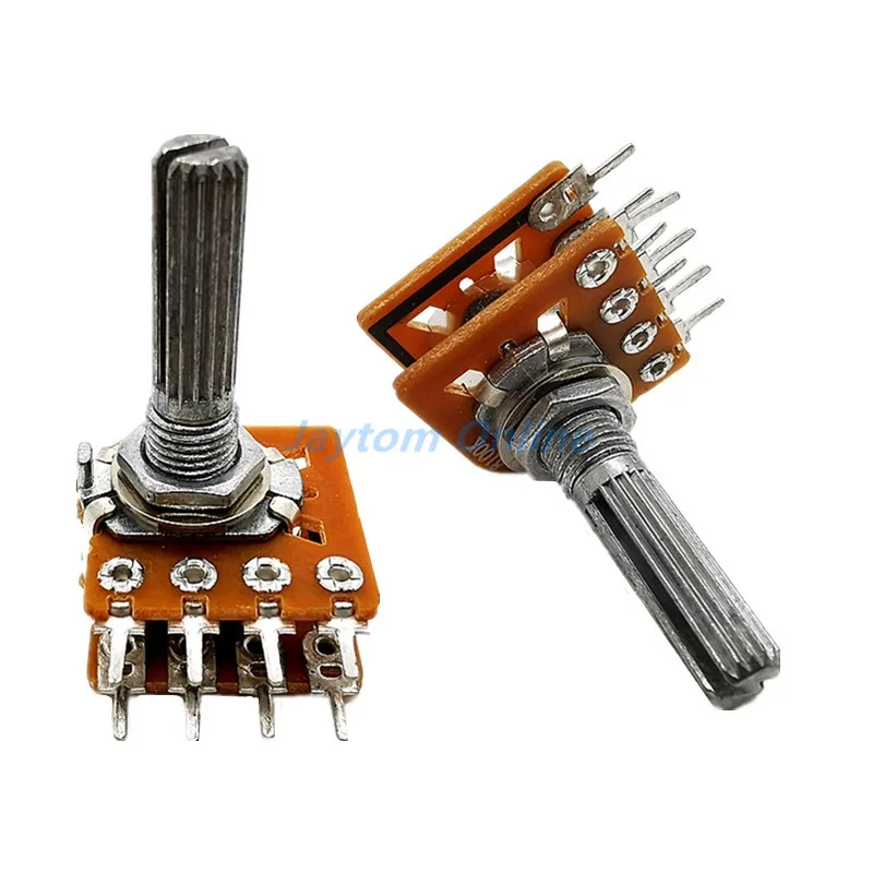 Color: black - 1PC WH-148 Audio Volume Potentiometer Switch Dual 8-pin With Center Tap B50K B100K 25mm