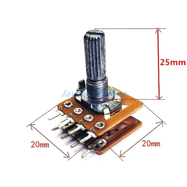 Color: black - 1PC WH-148 Audio Volume Potentiometer Switch Dual 8-pin With Center Tap B50K B100K 25mm