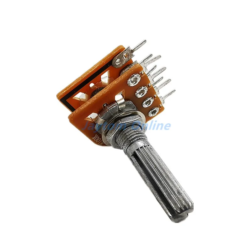 Color: black - 1PC WH-148 Audio Volume Potentiometer Switch Dual 8-pin With Center Tap B50K B100K 25mm