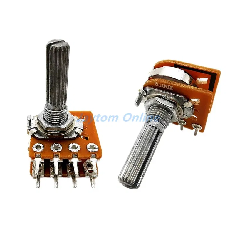 Color: black - 1PC WH-148 Audio Volume Potentiometer Switch Dual 8-pin With Center Tap B50K B100K 25mm
