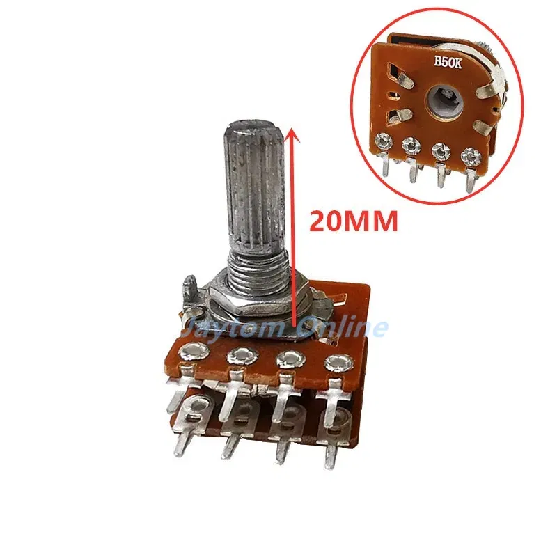 Color: black - 1PC WH-148 Audio Volume Potentiometer Switch Dual 8-pin With Center Tap B50K B100K 25mm