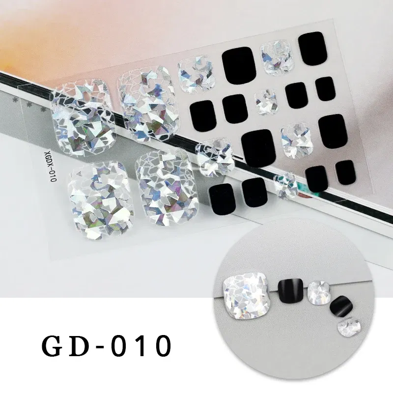 Color: Creamy White - Colorful Nail Stickers Foot Shiny Glitter Nails Charms Full Cover Self-Adhesive Nail Polish Stickers for Nails Art