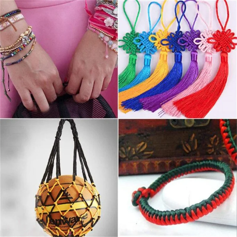 Color: Maroon - 24m Polyester Braided Jade Thread For DIY Handmade Necklace Bracelet Trinket Pendant Braided Accessories Jewelry Making Finding