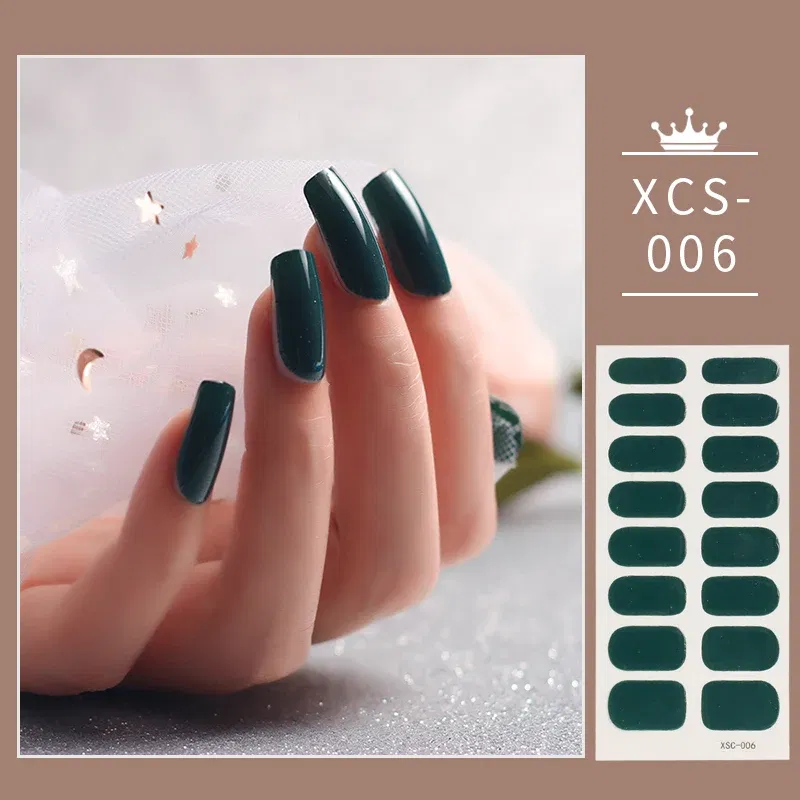 Color: Black/Gold - 1pc Nail Art Sticker Laser Shiny Sequins Polish Wraps Double Ended Adhesive Strips Fashion Stickers Manicure Decor