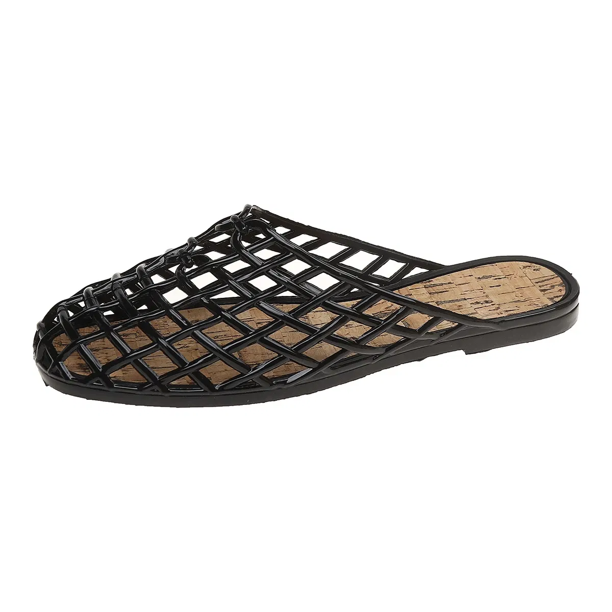 Color: black, Shoe Size: 37 - Women's Shoes 2025 Summer New Mesh Woven Hollowed-out Breathable Head Slippers for Women's Toe Wedge Sandals Zapatos De Mujer