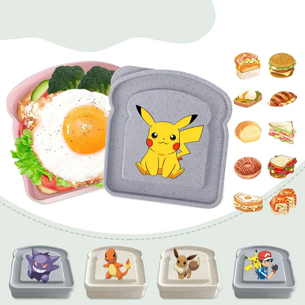Color: PURPLE - new pokemon Sandwich Containers Lunch Toast Storage Box With Lid Portable Food Storage Reusable Microwave Lunch Sandwich Box