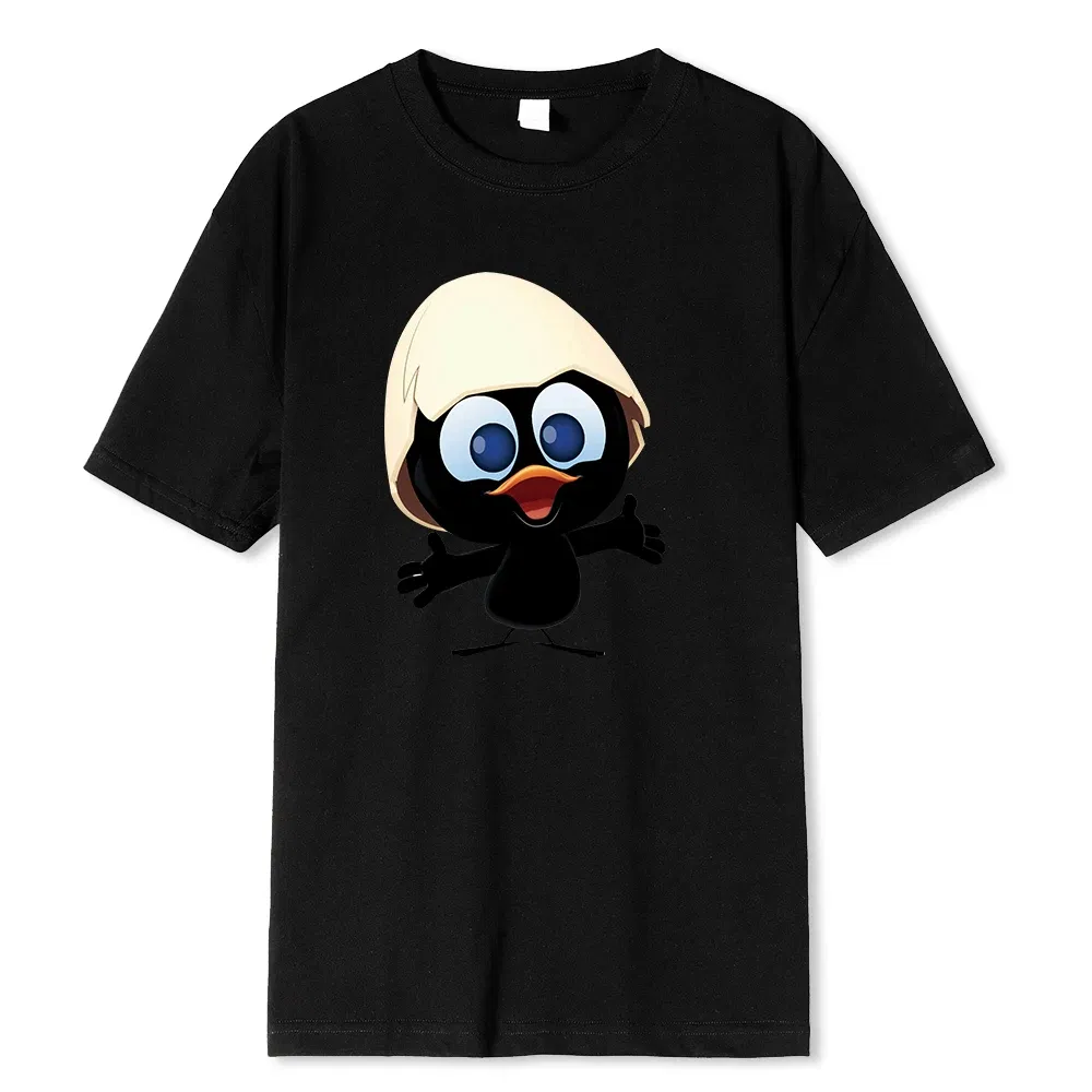 Color: GRAY, Size: L - Sunlight T Shirt Big Size Men Calimero Cartoon pattern Men T Shirt Painted Funny Tshirt Men T Shirt