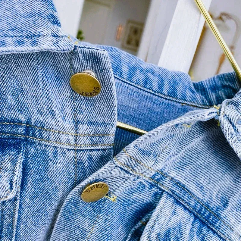 Color: Beige, Kid Size: 7 - 2022 Autumn Spring Fall Boys Casual Cartoon Denim Kids Jackets Turn-down Collar Long Sleeve Coat Girls Loose Tops for Teens