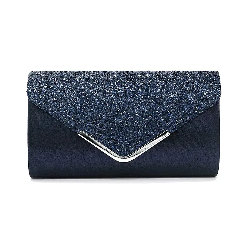 Color: DEEP BLUE - Glitter Bling,Shiny Elegant And Fashionable Envelope Clutch Bag, Party Wedding Handbag For Women Dinner Bag