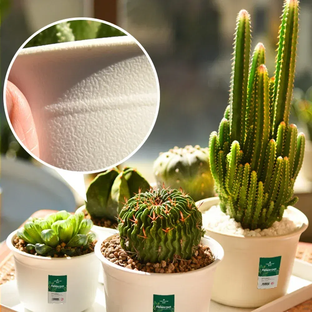 Color: Yellow, Sheet Size: Small - OIMG Plastic Round Thick Imitation Ceramic Household Indoor Planting Fleshy Green Fruit and Vegetable Resin Plastic Flower Pot