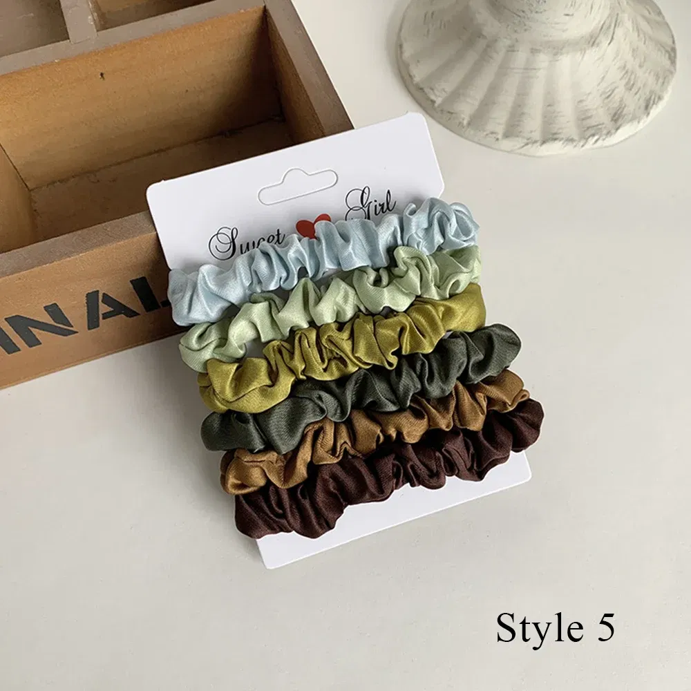 Color: Gold - 10pcs/pack Women Colorful Satin Silk Scrunchies Elastic Hair Bands Solid Color Dot Hair Ties Ponytail Holder Hair Accessories