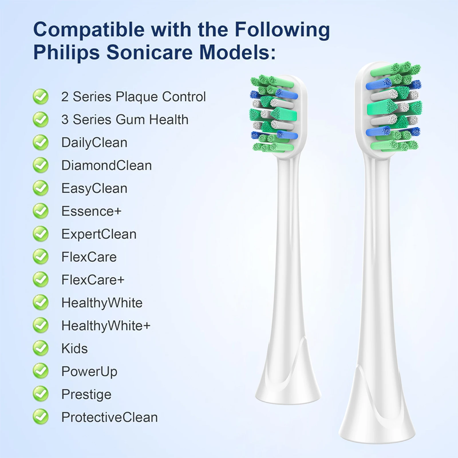 Color: Silver - Replacement Toothbrush Heads Compatible with Philips Sonicare Optimal Plaque Control HX9023/65 HX9044 HX9054 Electric Brush Head