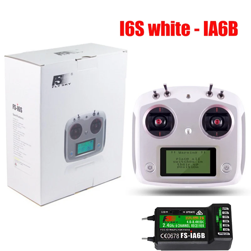 Color: Yellow - FLYSKY FS-i6S i6S 2.4G 10CH AFHDS 2A Centering Throttle Transmitter iA6B iA10B Receiver RetailBox for RC Cars Boats Drone Toys