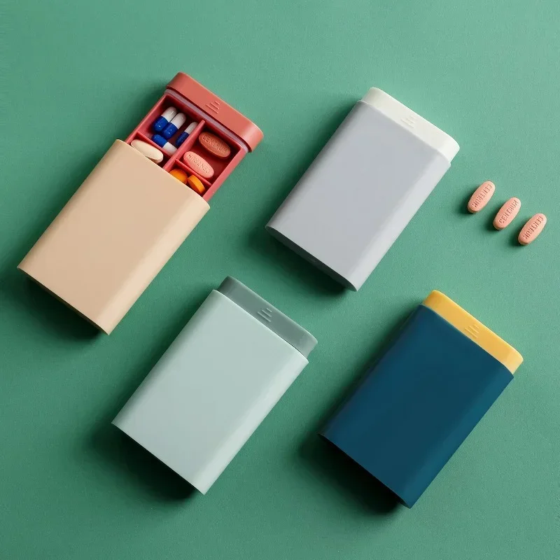 Color: Pink - Mini Small Portable Travel Vitamin Box Pill Cases Container Organizer Storage Tablet 7 Days 6 Grids Medicine Fish Oils