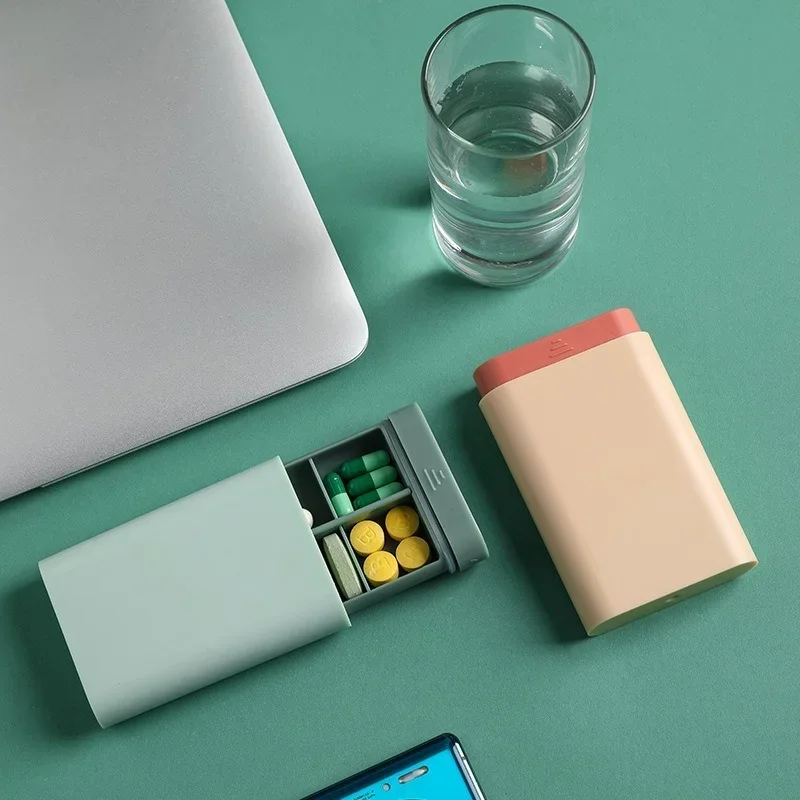 Color: Pink - Mini Small Portable Travel Vitamin Box Pill Cases Container Organizer Storage Tablet 7 Days 6 Grids Medicine Fish Oils