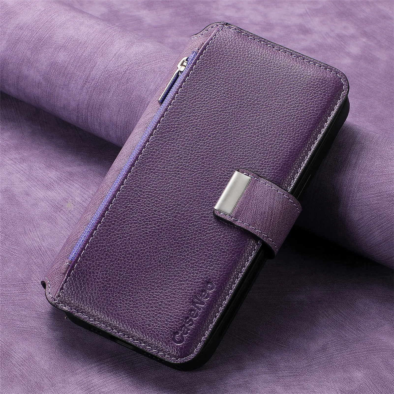 Color: BRIGHT PINK, Material: PVC - With Magsafe Wallet Case For Xiaomi Poco X6 X5 X3 M6 M5S M4 M3 F6 F5 Pro F3 C31 Zipper Leather Multi 6 Card Slot Removable Cover