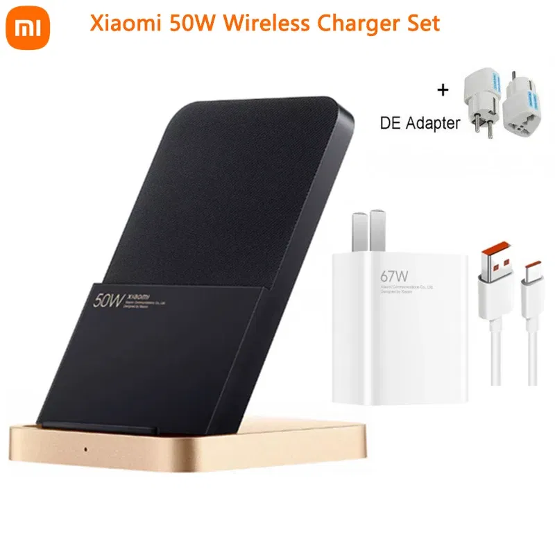 Color: silver, Ships From: CHINA - Top 50W Wireless Charger Set With 67W Charger 6A Cable Vertical Air Cooling Fast Charging For Xiaomi 10/11/12 Pro For iPhone