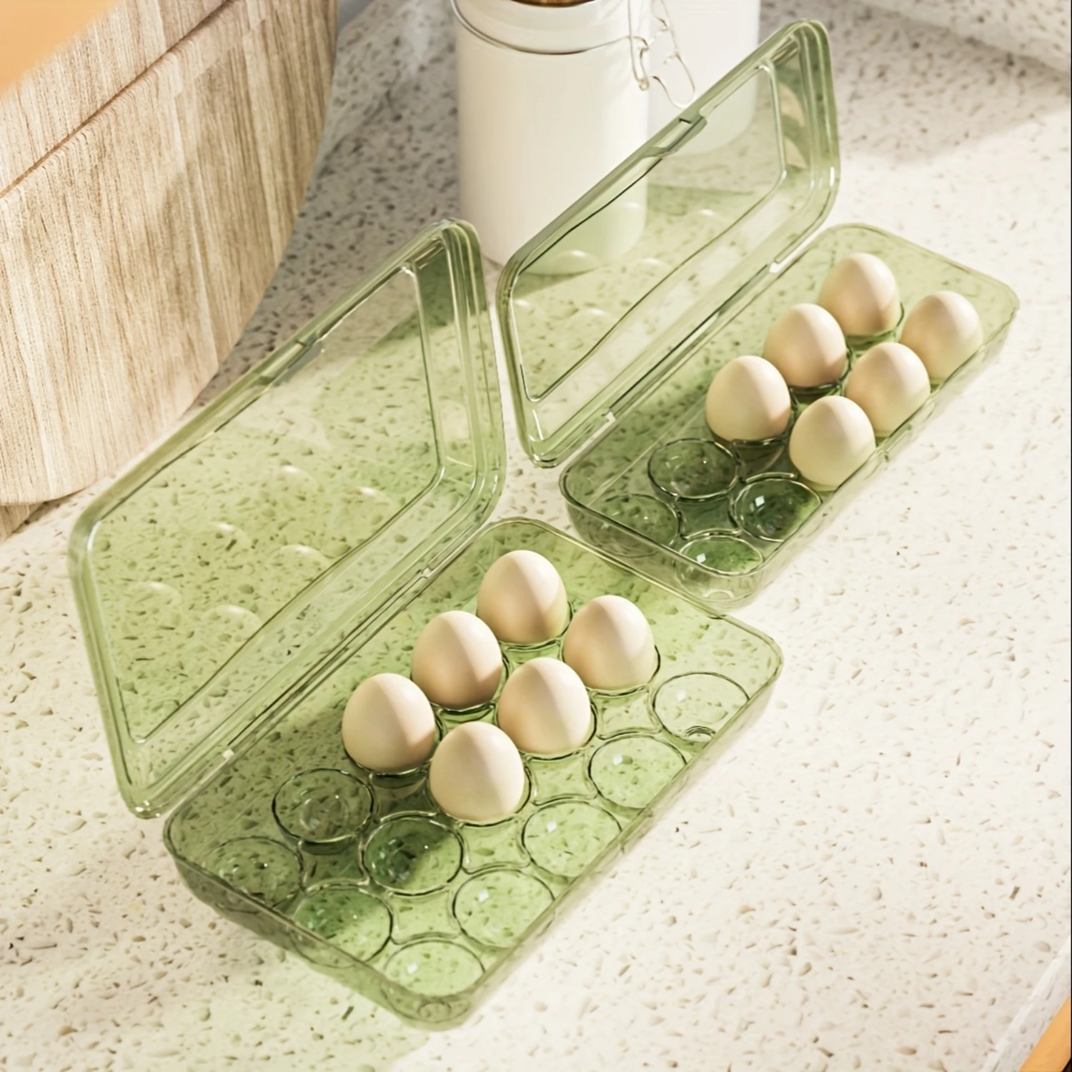 Color: black, Ships From: CHINA - 1pc Shock-Proof Egg Holder for Refrigerator, Transparent Plastic Egg Carton with Clamshell Design for Freshness, Supplies