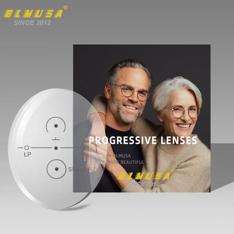 Lenses Color: Blue, Lens Index: 1.56 - BLMUSA Progressive Multifocal Lenses 1.56 1.61 1.67 1.74 Anti Blue Light HD Bifocal Optical Prescription Myopia Hyperopia Lens