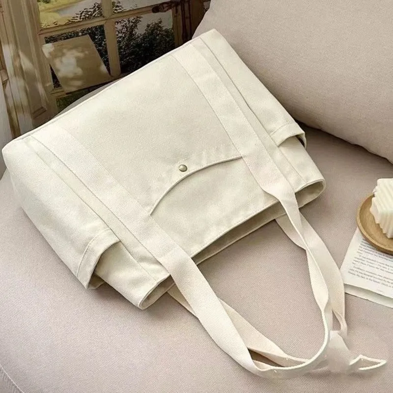 Color: black - Large Capacity Canvas Tote Bags For Work Commuting Carrying Handbag College Style Student Outfit Book Shoulder Bag Women Bags