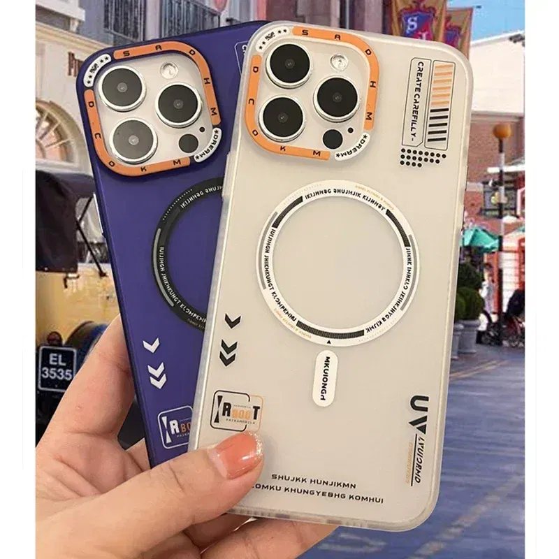 Color: Beige, Material: PP - Matte Magnetic Phone Case For iPhone 12 13 14 15 16 Pro Max Megsafe Wireless Charge Frosted Back Metal Lens Frame Buttons Cover