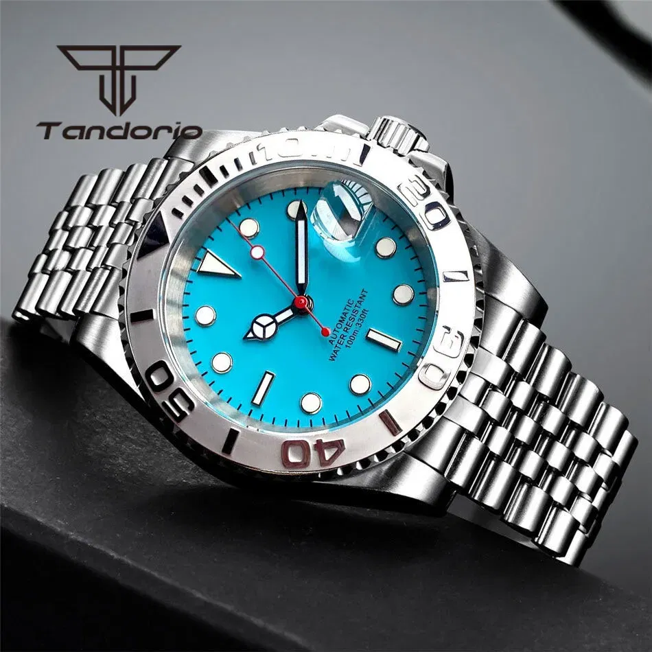 Color: grey, Size: Option 1 - Tandorio NH35A Date Display Blue Sterile Dial Sapphire Glass 40mm 20Bar Stainless Steel Automatic Men's Watch Rotating Bezel