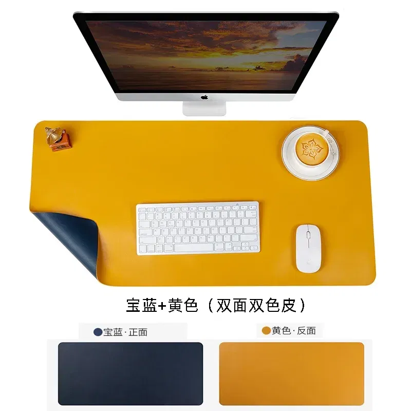 Color: Yellow - Large Mouse Pad Extra Big Non-Slip Desk Pad Waterproof PU Leather Desk Table Protector Gaming Mouse Mat for Game Office Work