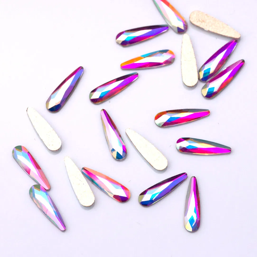 Color: Black/Gold - Top Quality Crystal Raindrop Shape 20pcs/Pack Non Hotfix Nail Art Rhinestone Super Bright Glass Strass 3D Nail Art Decoration