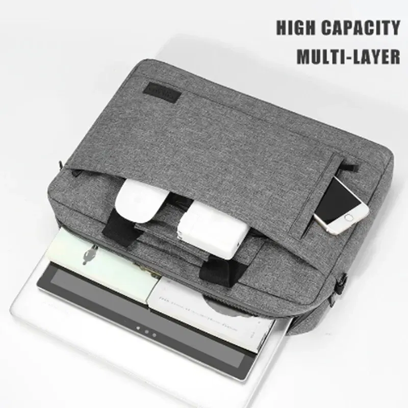 Size: 15", Color: GRAY - Business Laptop Bag Case Shoulder Tote Bag Notebook Bag Briefcase For 13 15 17 Inch Macbook Air Pro HP Huawei Asus Dell
