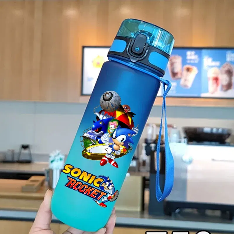 Color: WHITE - new Sonic the Hedgehog Frosted Progressive Color Water Child Cup Outdoor Large Capacity Sport Flip Cover Drinking Birthday gift