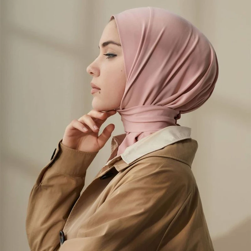 Color: dusty camel - A Summer Lady Muslim Ribbon Base Hat Ultra-soft Elastic Balaclavas, Outdoor Sunscreen Breathable Hood, Headdress