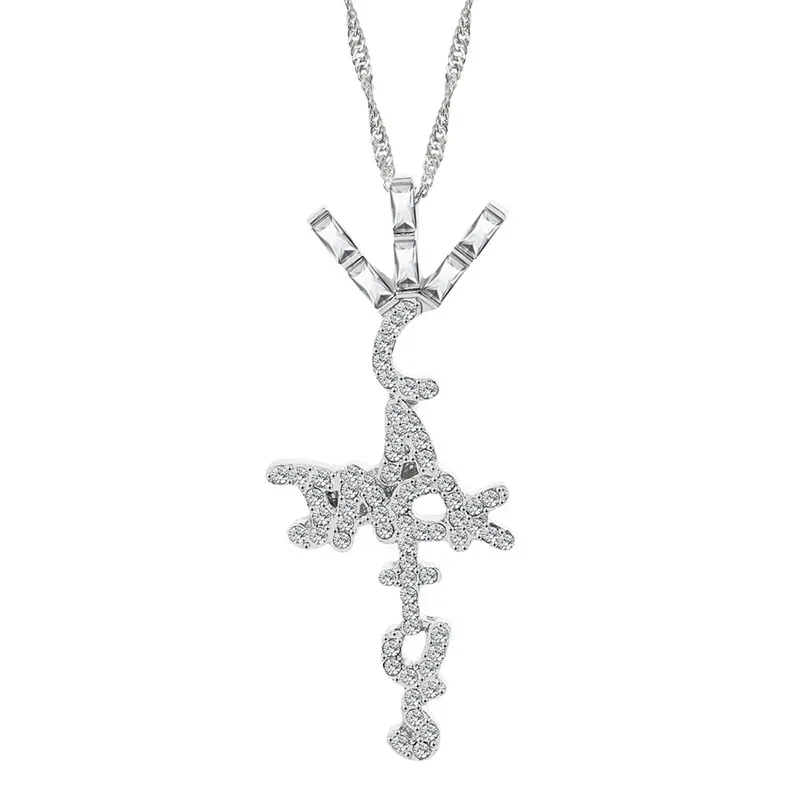 Metal color: Antique Silver Plated - Goth Cactus Jack Pendant Necklace Iced Cubic Zircon Plated Gold Silver Color Hip Hop Jewelry For Men Women kpop