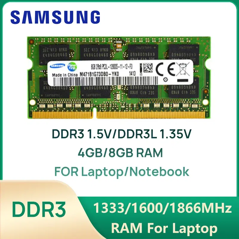 Memory Capacity: 4GB - Samsung Laptop Memory DDR3 1.5V /DDR3L 1.35V 1333 1600 1866 MT/s MHz 4GB 8GB RAM 204pin SO-DIMM Memory Stick for Laptop Notebook